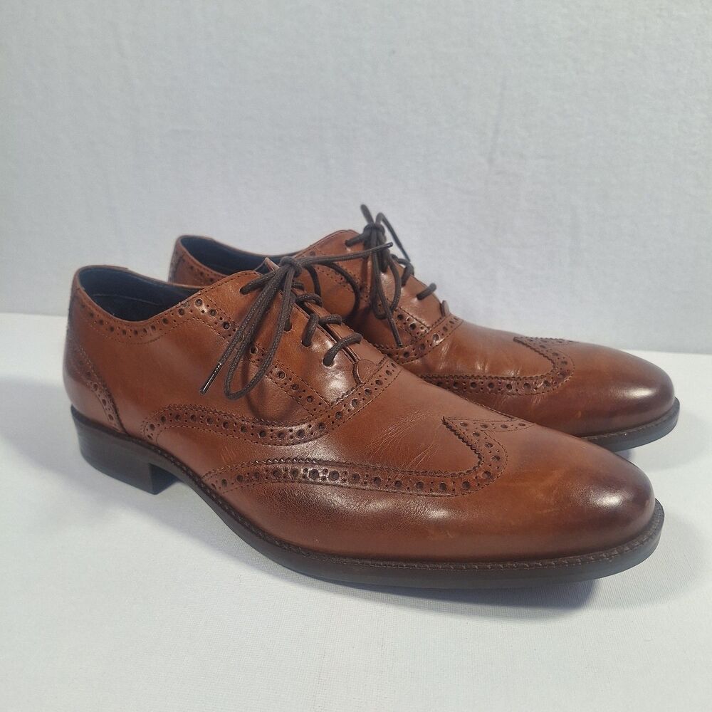 Cole Haan Brown Leather Wingtip Oxford Men 10.5 M Dress Shoes C30687